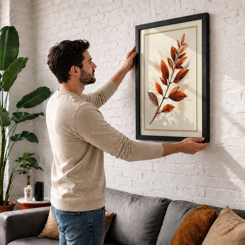 Autumn Branch Botanical - Framed Print, A1 - 84.1 x 59.4 cm, Oak