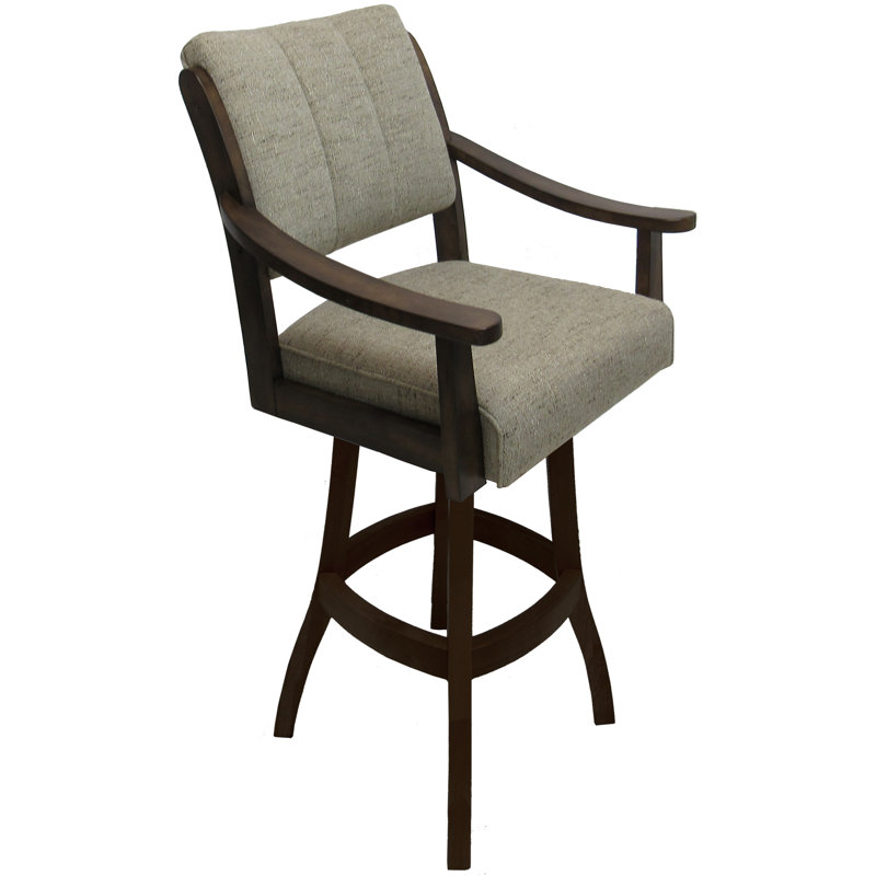 Tabouret de bar pivotant en bois massif de 30 po, Brown, Beige, Bar Stool (34” Seat Height)