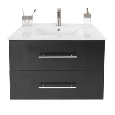 Ensemble de meuble-lavabo mural simple 24 po Majida - Blanc