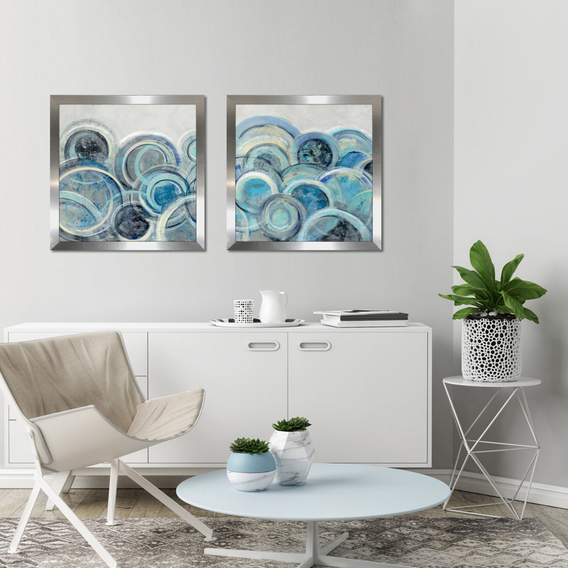 «Variation Blue Gray II», ensemble de 2 reproductions de peintures à l'acrylique, H 37,5 po x l 75 po x P 1 po