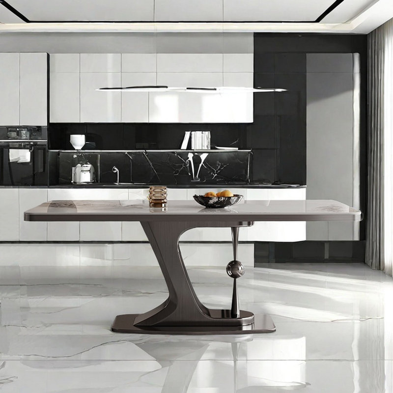 Light luxury modern rectangular dining table., 29.5"H x 70.9"L x 31.5"W