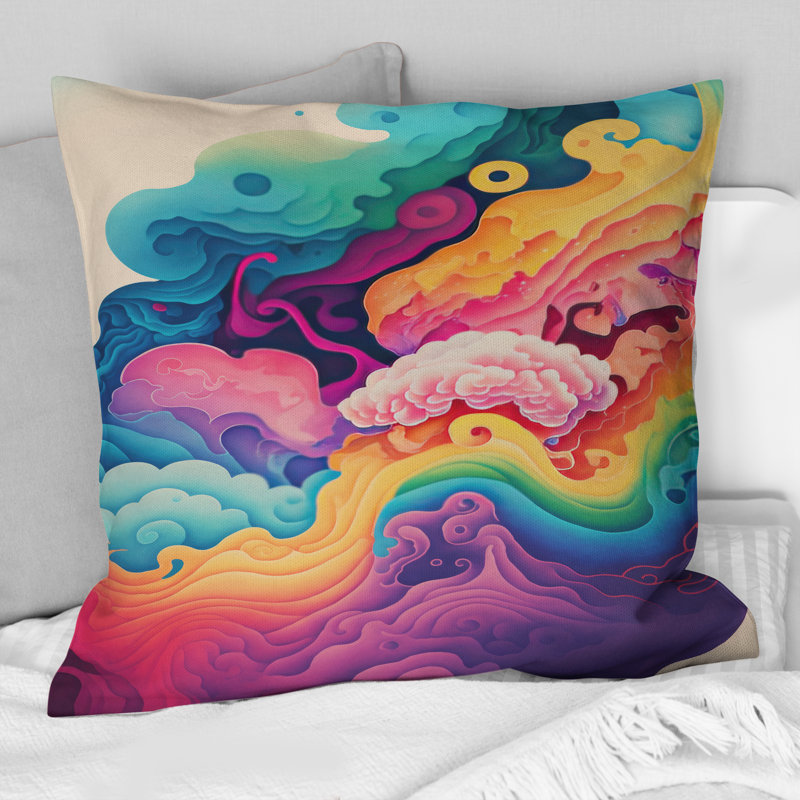 Coussin multicolore Swirly Clouds VI - Abstract Spirals