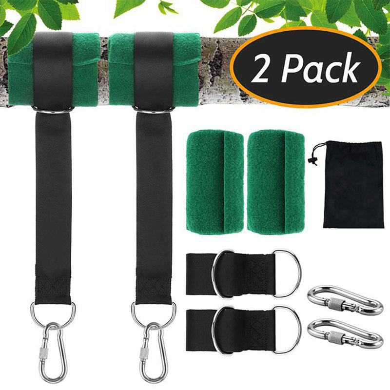 Tree Strap Set Including 2 10Ft Straps + 2 Buckles + Matching Green Tree Pad + Storage Bag Suitable For All Types Of Hammocks And Hanging Chairs