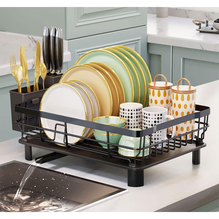 Dish Drying Rack for Kitchen Counter Sink Organization and Storage, Dish  Rack with Drainboard and Utensil Holder Easy to Drain and Clean