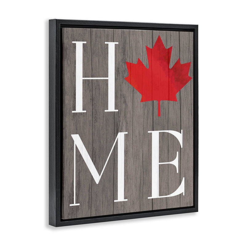 Cadre flottant typographique Maple Leaf Home, design par Lil 'Rue, Cadre flottant noir de jais, H 21 po x l 17 po