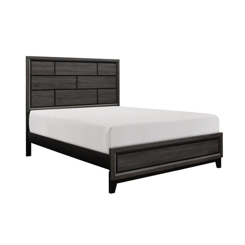 Ensemble de chambre à coucher avec lit plateforme Brincken, Nickel, Trois pièces : lit, commode et miroir, Très grand lit