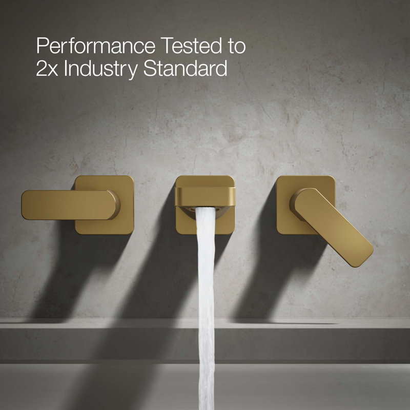 Parallel Wall Mount Bath Filler Trim, Vibrant Brushed Moderne Brass