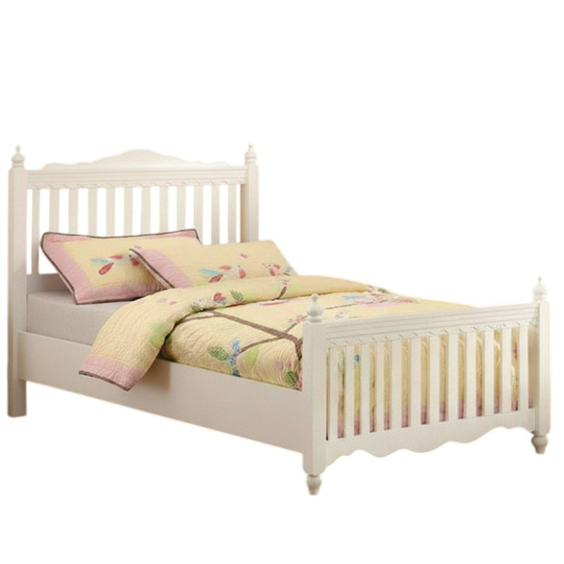 Katrice White Finish Wood Frame Twin Panel Bed