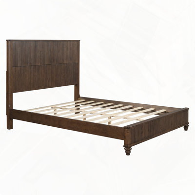Solid Wood Platform Bed Frame With Tall Headboard No Box Spring