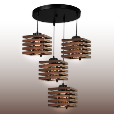 Luminaire suspendu en bois 4 lumières