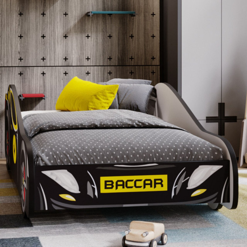 Batcar bed with mattress, Cot Bed / Toddler (70 x 140cm)