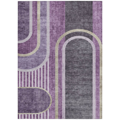 Tapis extérieur lavable et antidérapant mauve et noir 5 pi x 8 pi