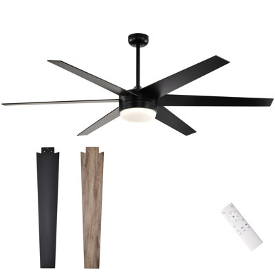 Matte Black Integrated Led 6 Speed Color Changing Indoor Ceiling Fan With Light And Remote