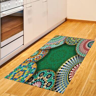 Moroccan Mandala Patchwork Rug Multi-Colored Polyester Rug Pet