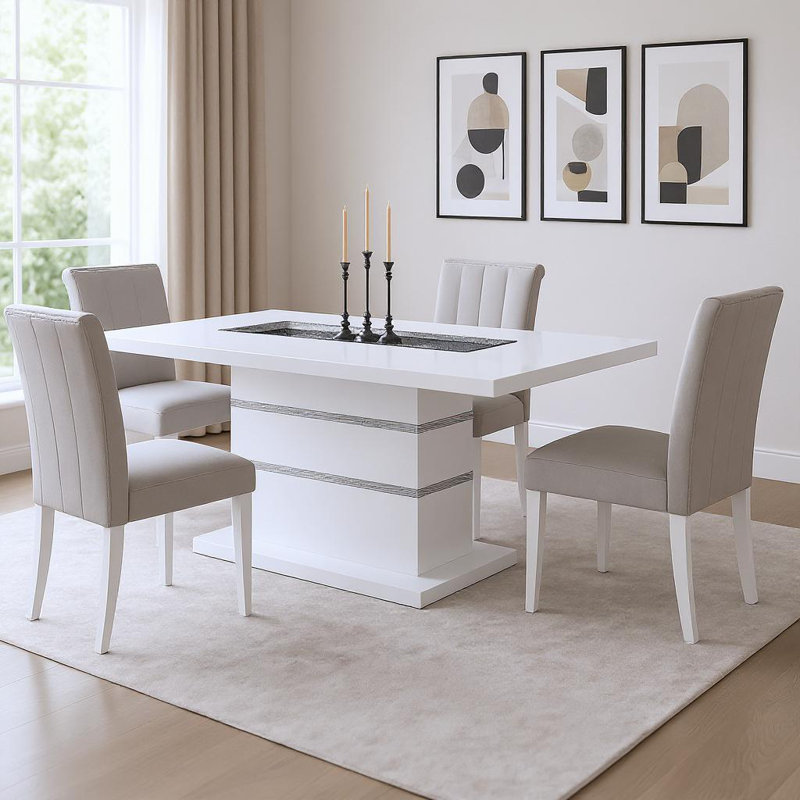 Table de salle à manger 79 "en faux cristaux et bois
