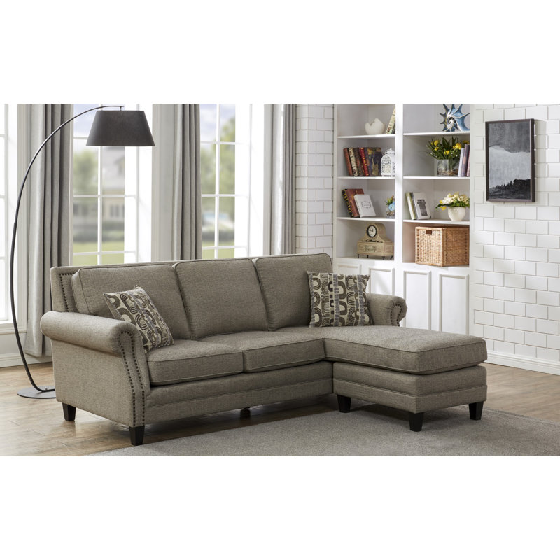 Clemmer Upholstered L-Shaped Sectional Reversible, Taupe Chenille