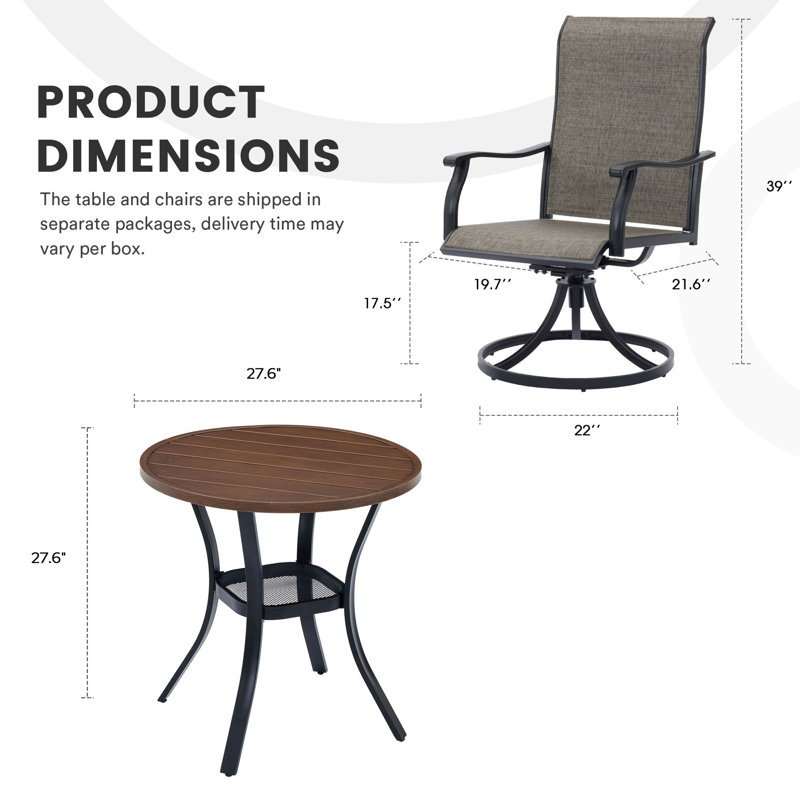 Ensemble repas pour patio, Bois brossé brun / noir