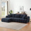 Canapé modulaire 108 po en chenille bleu foncé, conception capitonnée et ressorts ensachés, sans assemblage-118691997-118691999