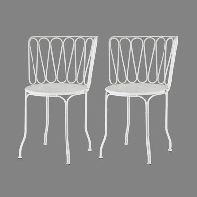 2 Piece Metal Petal Back Indoor Outdoor Bistro Dining Side Chair Restaurant Chair