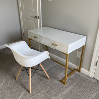 Secil Modern Desk with 2 Drawers Everly Quinn Color: Gold, Size: 29.9 H x 41.7 L x 19.7 W
