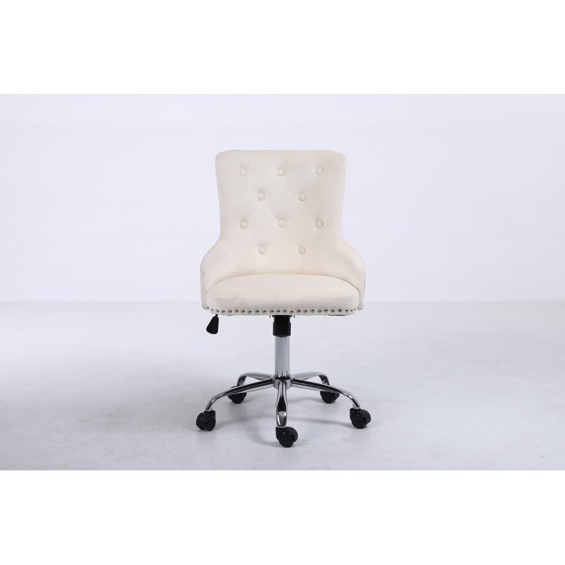 Chaise de travail en velours Kassandra, Crème