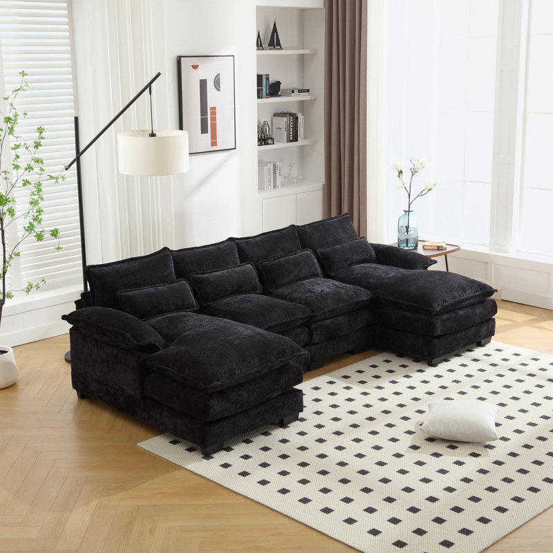 Canapé modulaire Odas, Chenille noir