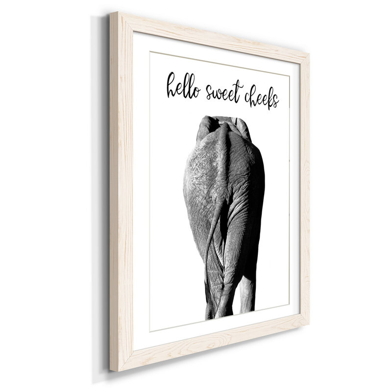 Elephant Bum - Reproduction d'art textuel sur papier encadré, H 31,5 po x l 23,5 po x P 1,5 po, Blanc