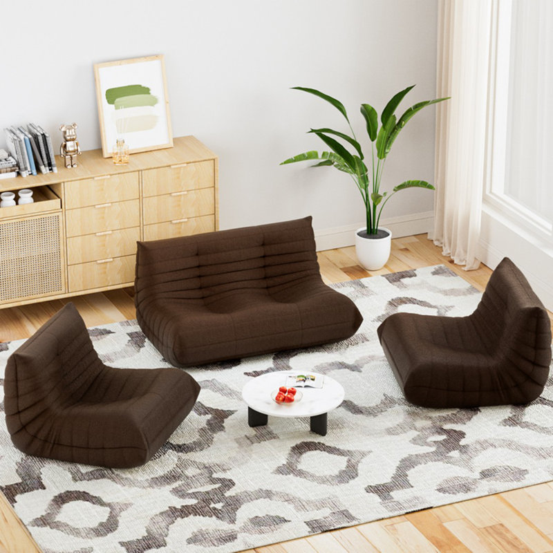 Fireside Chair With Lazy Floor Sofa Couch, Corner Bean Bag Chair, Tatami Sofa, Corner Chair Sofa (1*Loveseat+2*Chairs)