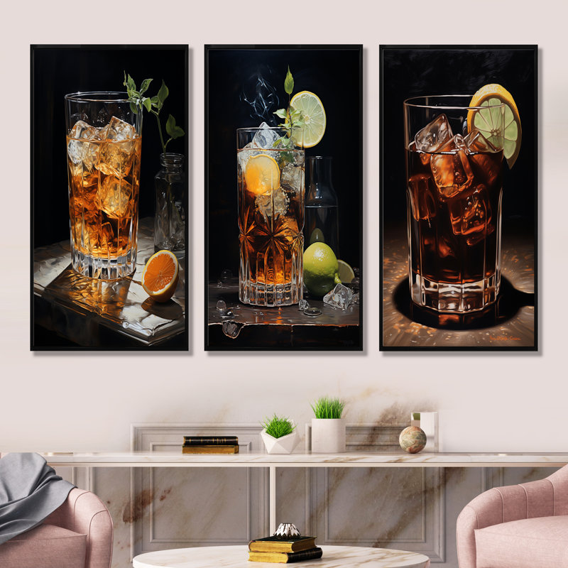 Noir noir rêverie cocktail, Cadre flottant noir, H 40 po x l 60 po