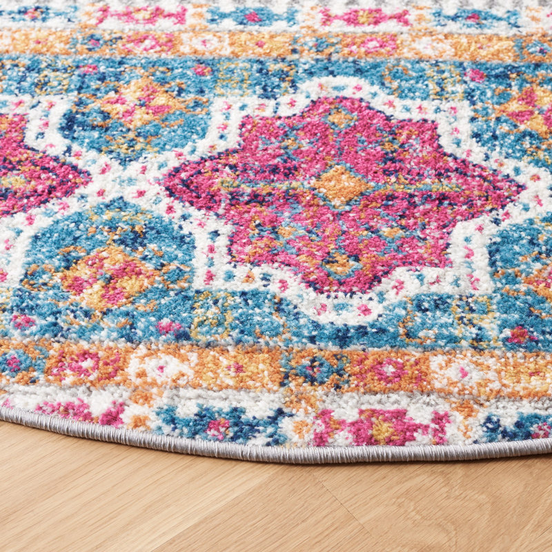 Felty 614 Area Rug In Grey / Ivory, Round 6'7"