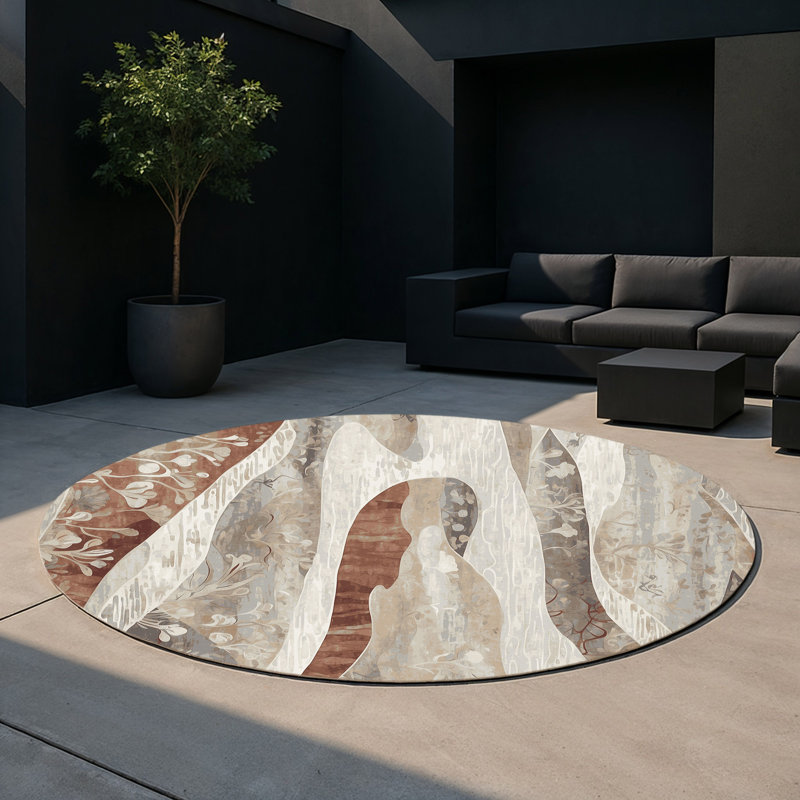 Windswept Harmony Indoor And Outdoor Area Rug, Round 5'