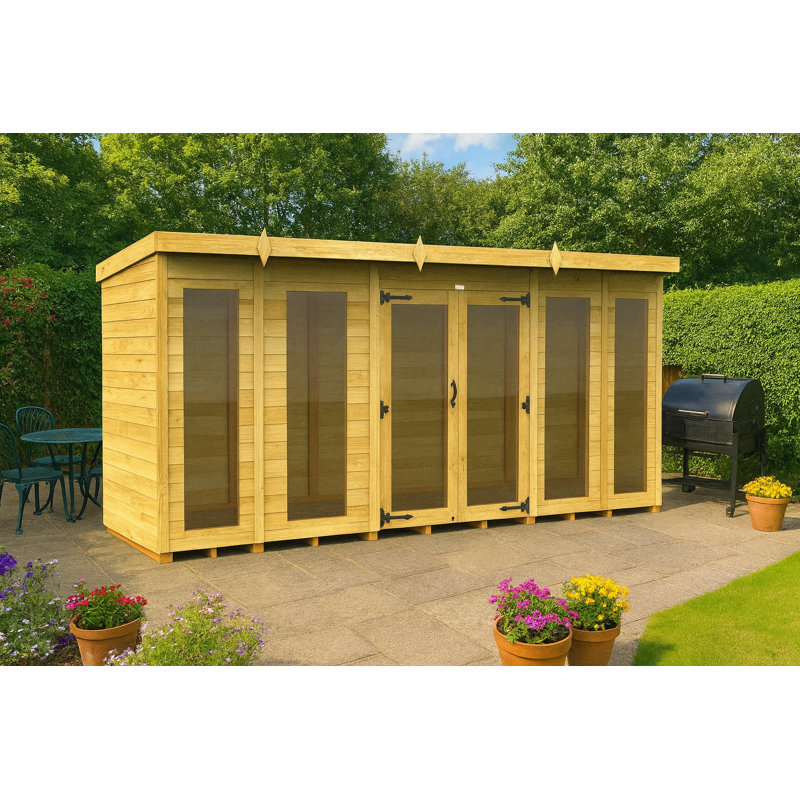 14ft x 4ft Pent Summer House (Full Height Window)