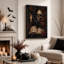 Impression sur toile, crâne gothique et corbeau noir debout sur Halloween antique-38154956