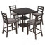 Ensemble de salle à manger 5 pièces à hauteur de comptoir en bois avec chaises rembourrées et étagères de rangement-1740375845-1740375846