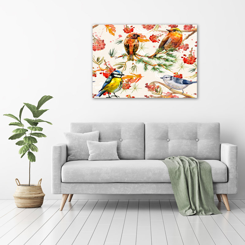 Conifers And Birds - Wrapped Canvas Print
