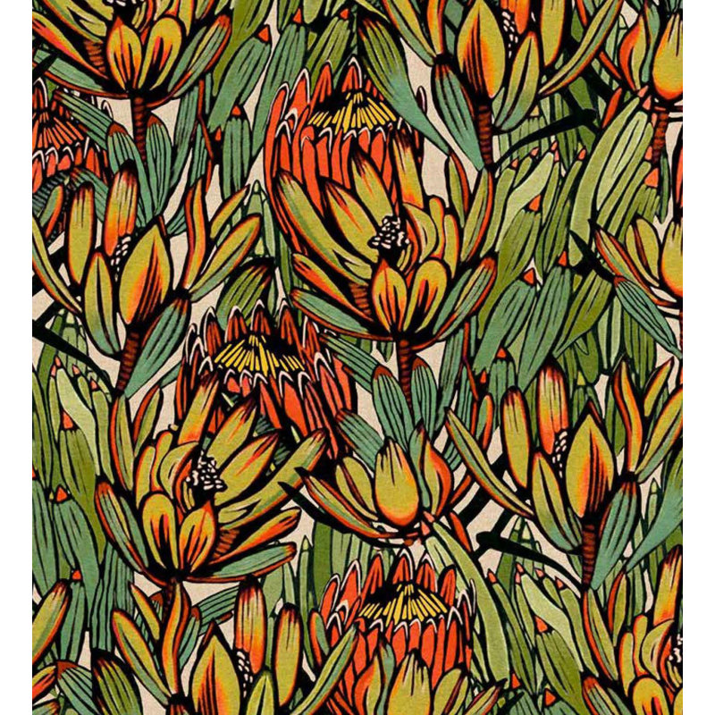 Double rouleau floral myrène, Vert / orange