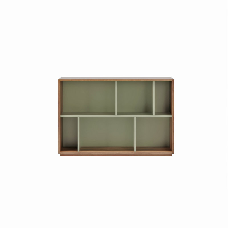 Grenda 60cm W Geometric Bookcase, Walnut/Green