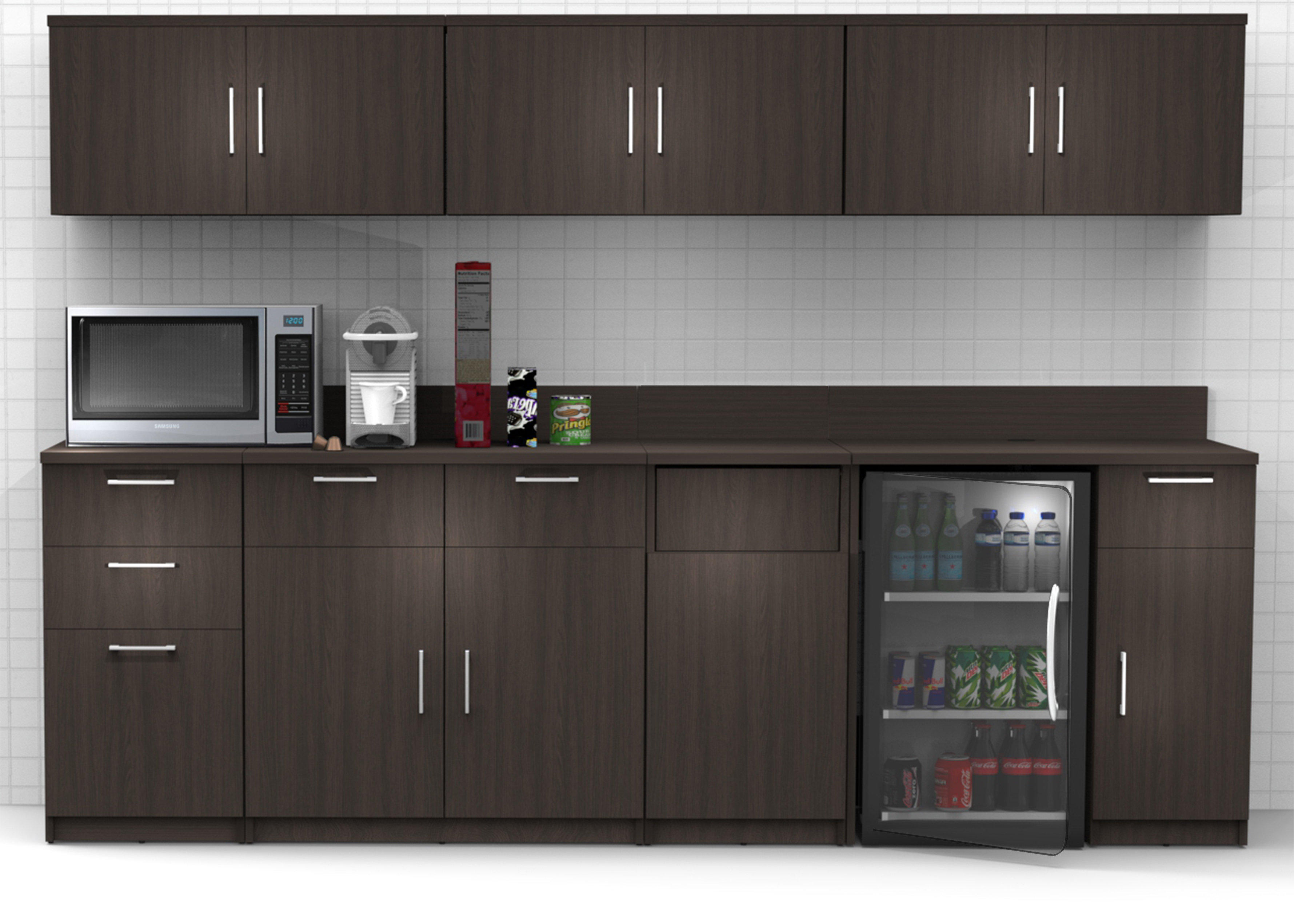 Slab 63'' W x 55.1'' H White Medium Density Fiberboard (MDF) Kitchen  Cabinet Set Ready-to-Assemble