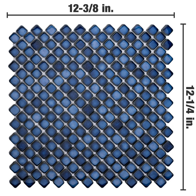 Hudson Diamond 1" x 1" Porcelain Grid Mosaic Wall & Floor Tile, Sapphire