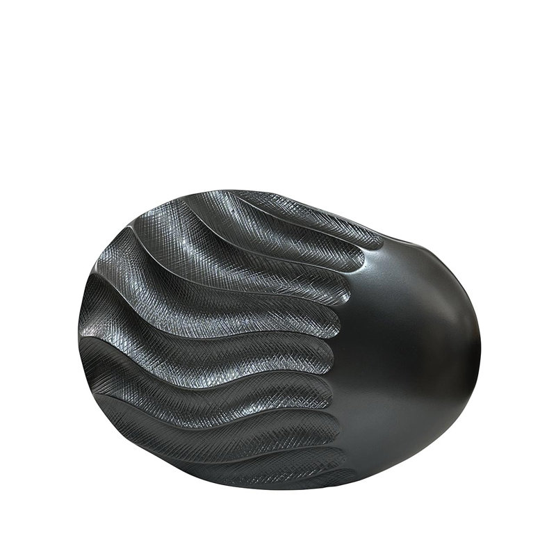 Sand Wave Design Polyresin Vase for the Living Room, Stylish Decorative Vase, Grey
