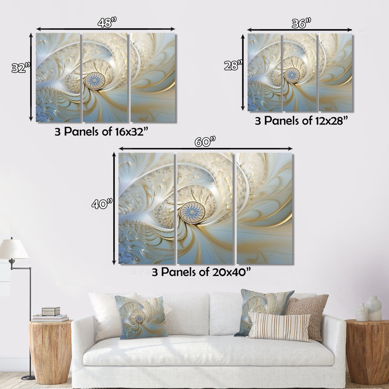 Ensemble de salon Rochefort - Fractals Wall Art, H 40 po x l 60 po x P 1 po