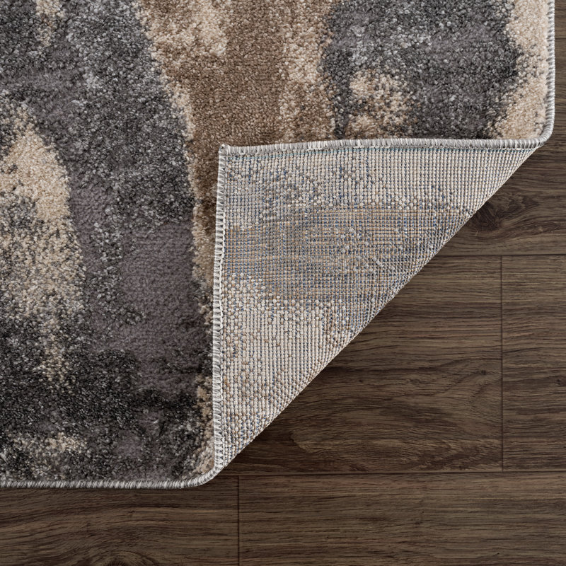 Dolbeare Abstract Gray Area Rug, Runner 2' x 7'