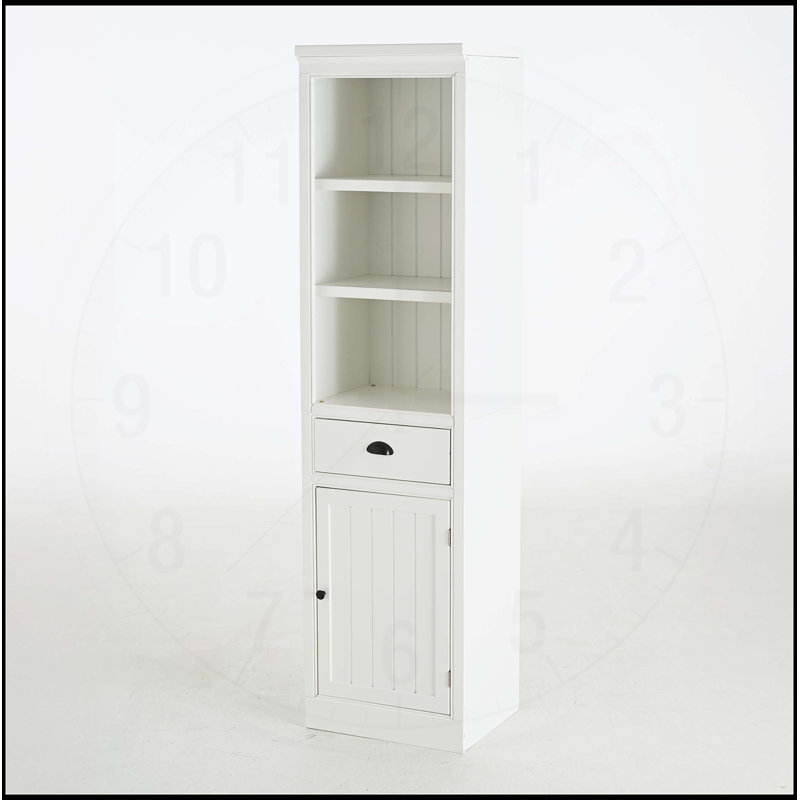 75" Freestanding 5-Tier Display Book Shelf with 1 File Drawer, Farmhouse Bookcase with Storage & Cabinet, Modern Wooden Organizer for Hallways, Living Room, Kitchen, Home, Office - White