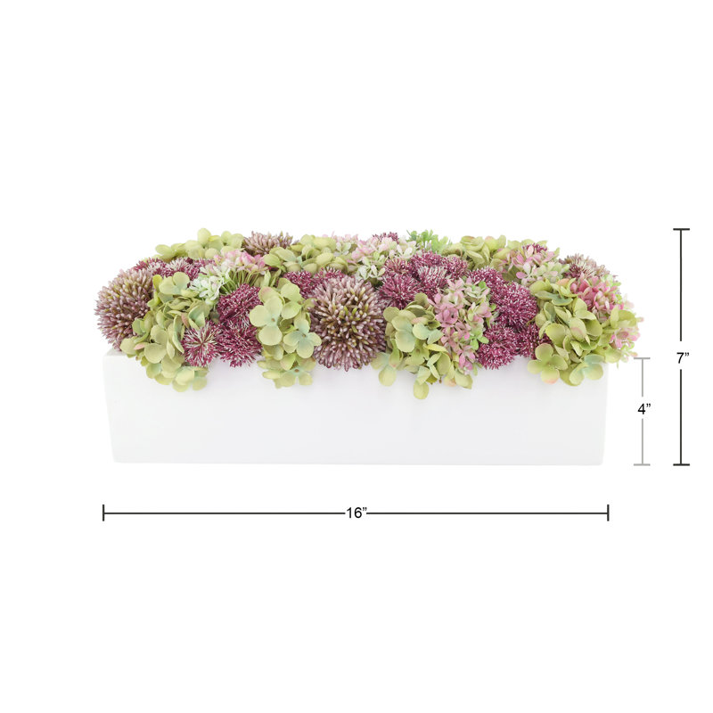 Hydrangea and Allium in Rectangular Planter