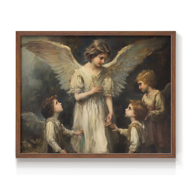 Angels From Above-CXI - Impression encadrée - Restickable, H 8 po x l 10 po, Noyer