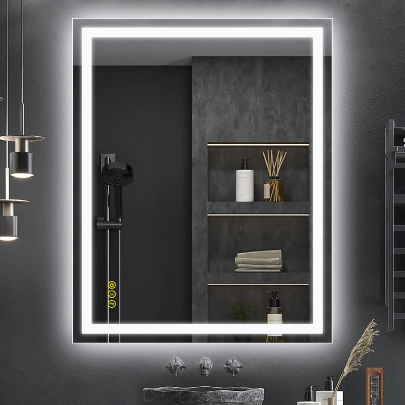 Amirie Rectangular Bathroom Led Mirror Backlit Touch Switch Dimmable 3CCT Anti-fog, 32" x 40"