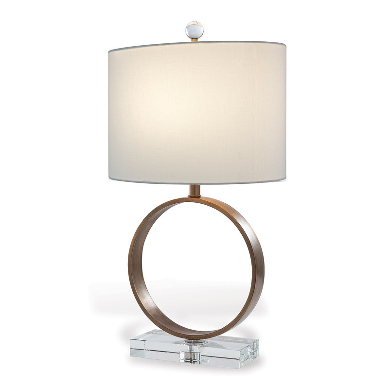 Megan Crystal Lamp, Light Beige, Clear/Brass