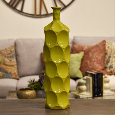 Ceramic Vase Gloss Finish Yellow 