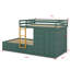Lit superposé double avec 2 grands tiroirs et 5 petits tiroirs, structure en bois aggloméré de qualité et lit de rangement élégant avec petite armoire-1374424485