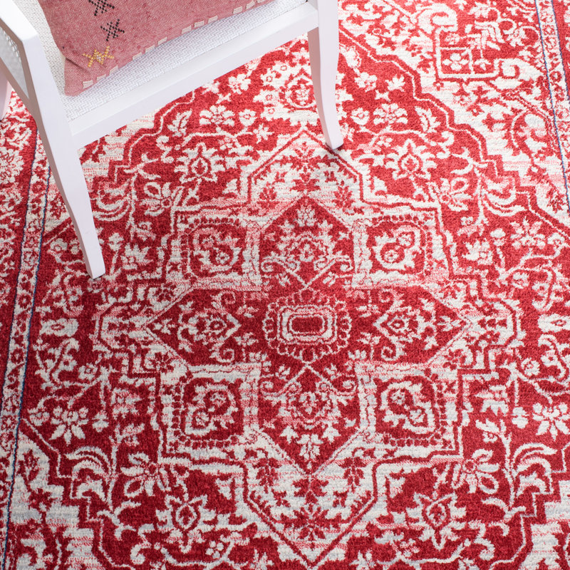 Tapis oriental gris clair / ivoire, Dark Red, Rectangle 2 pi x 4 pi